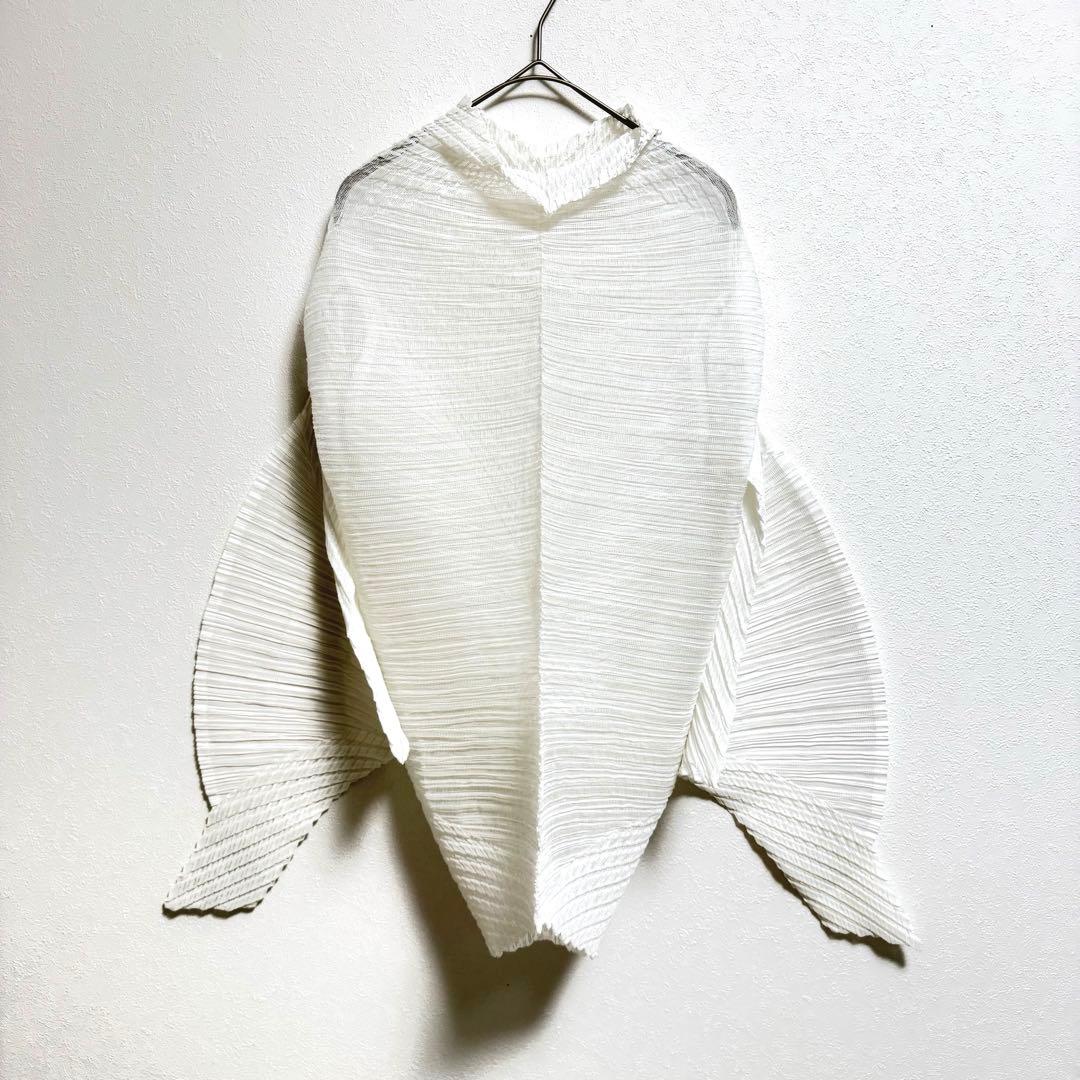 極美品✨ISSEY MIYAKE プリーツ　変形　チュニック　ホワイト　長袖
