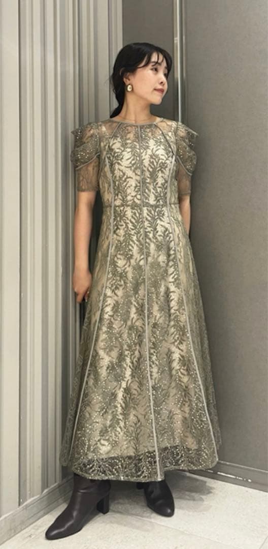 フレイアイディー リーフレースパイピングドレス