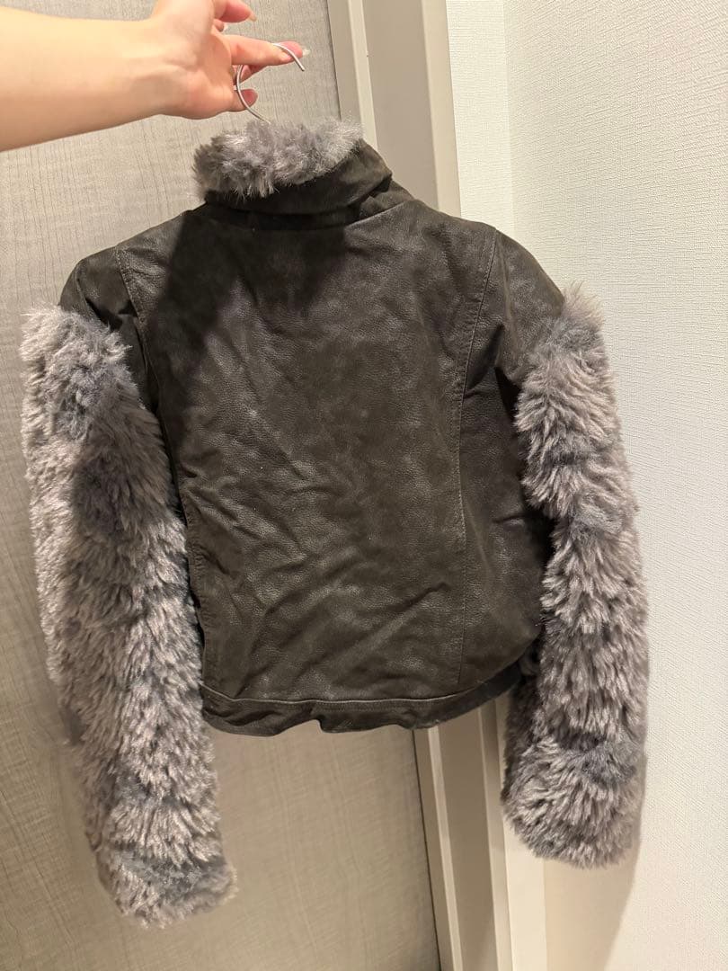 ち*こ様 送料込み即日発送　グレー ファー ジャケット ショート丈　Y2K
