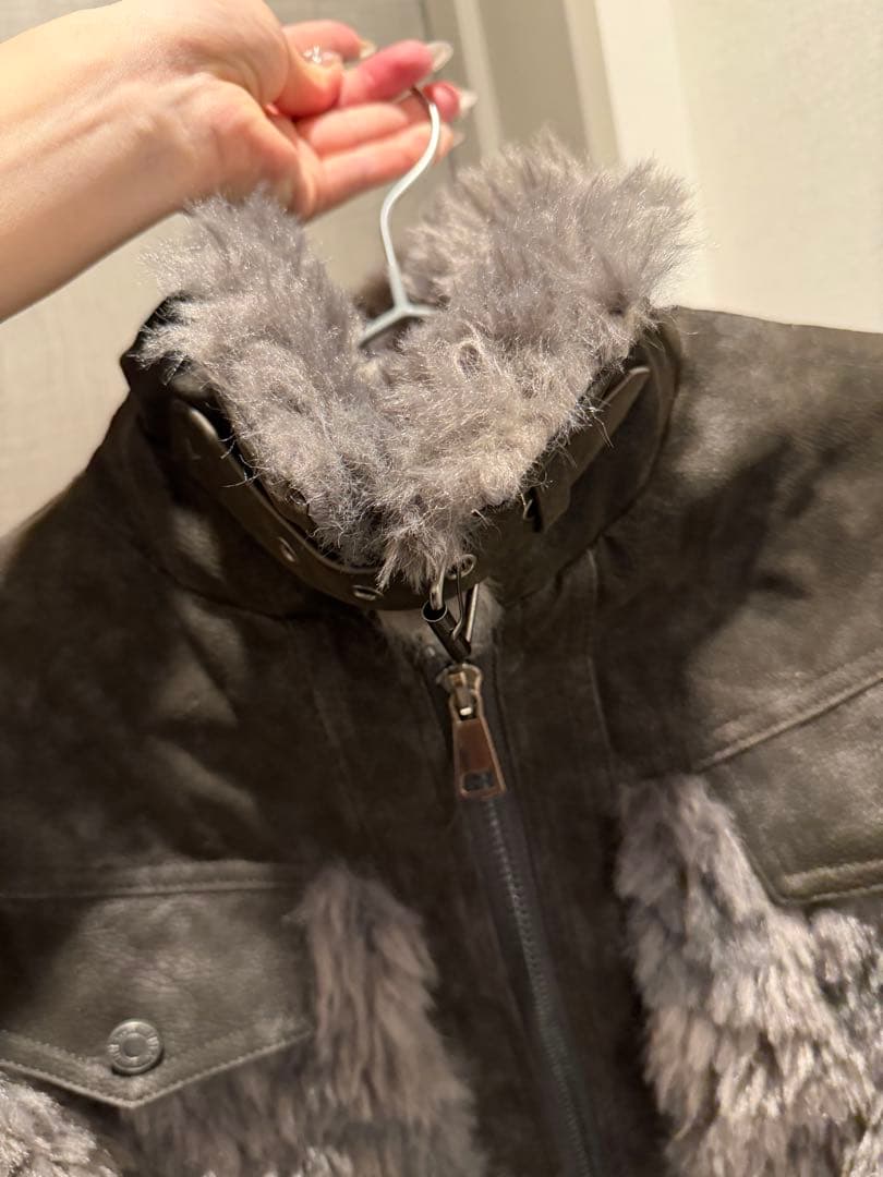 ち*こ様 送料込み即日発送　グレー ファー ジャケット ショート丈　Y2K