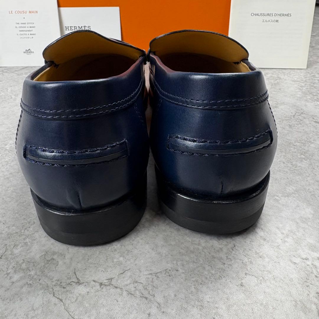 HERMES エルメス　ケネディモカシン　レザー　ローファー　36 1/2 紺色
