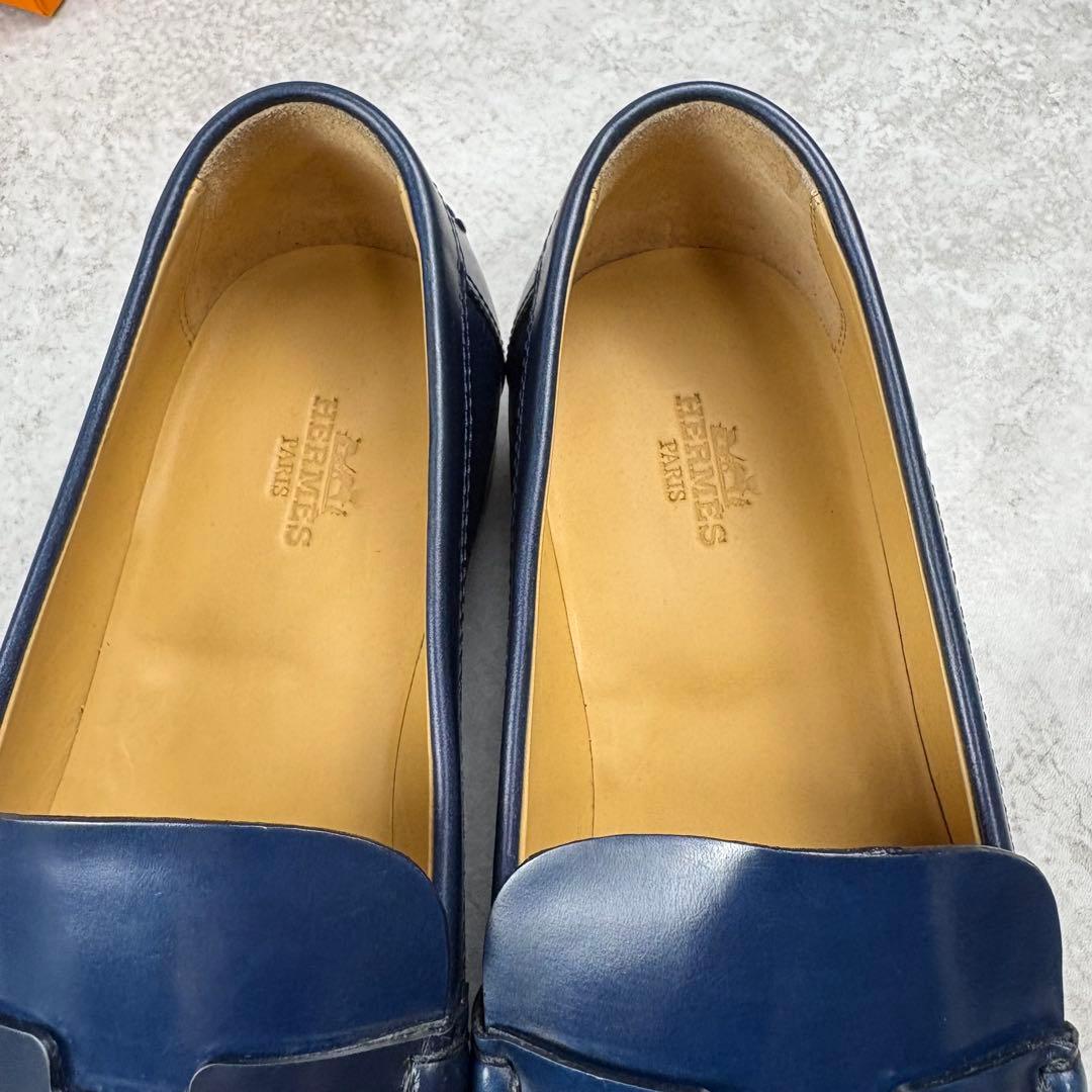 HERMES エルメス　ケネディモカシン　レザー　ローファー　36 1/2 紺色