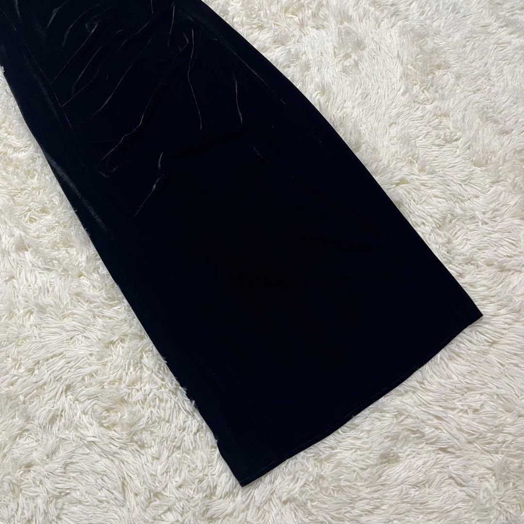 【未使用タグ付】ANDRESD ドレープベロアドレス　ドットブラック　M