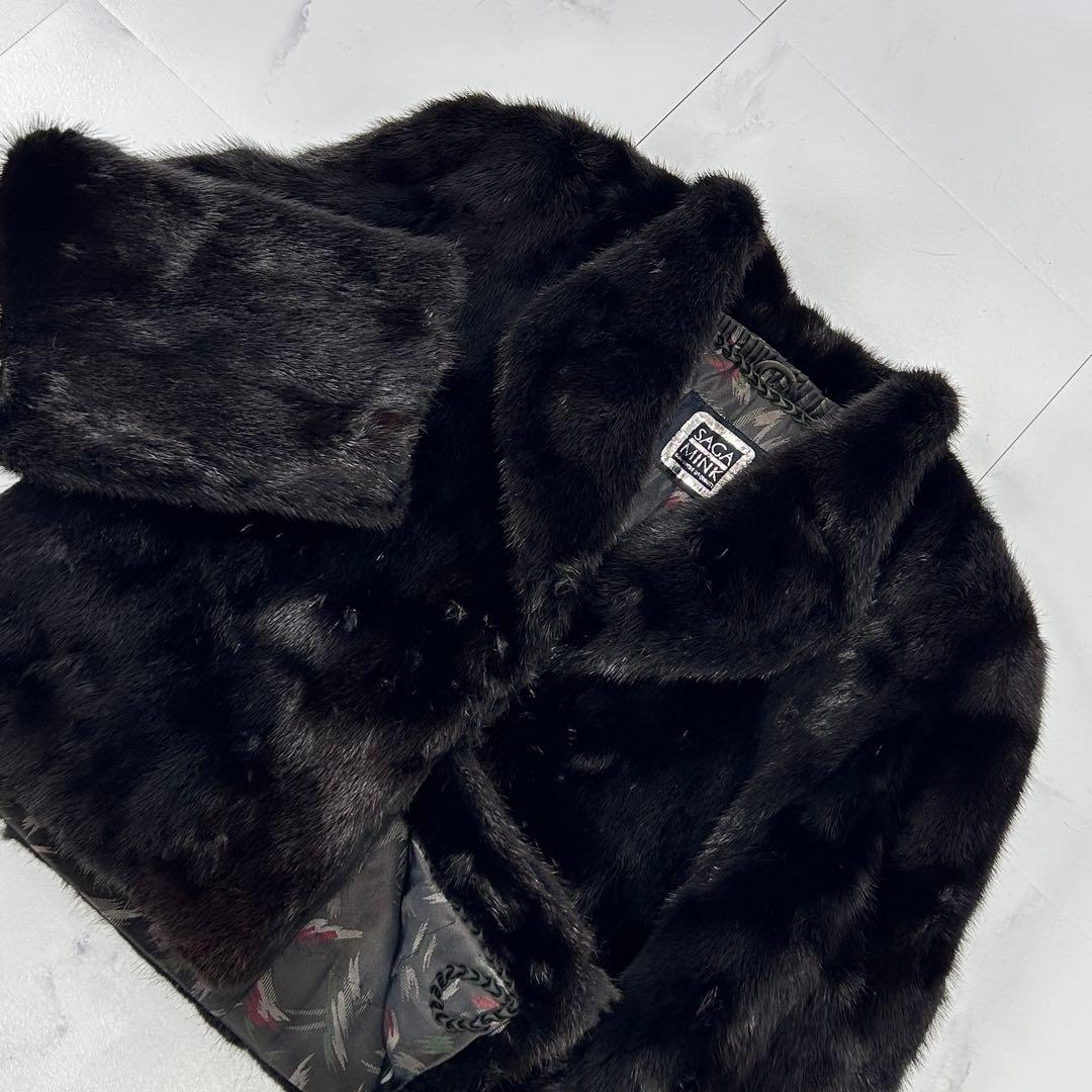 高級 ブラックミンク クロップド コート SAGAMINK レディース 鼬