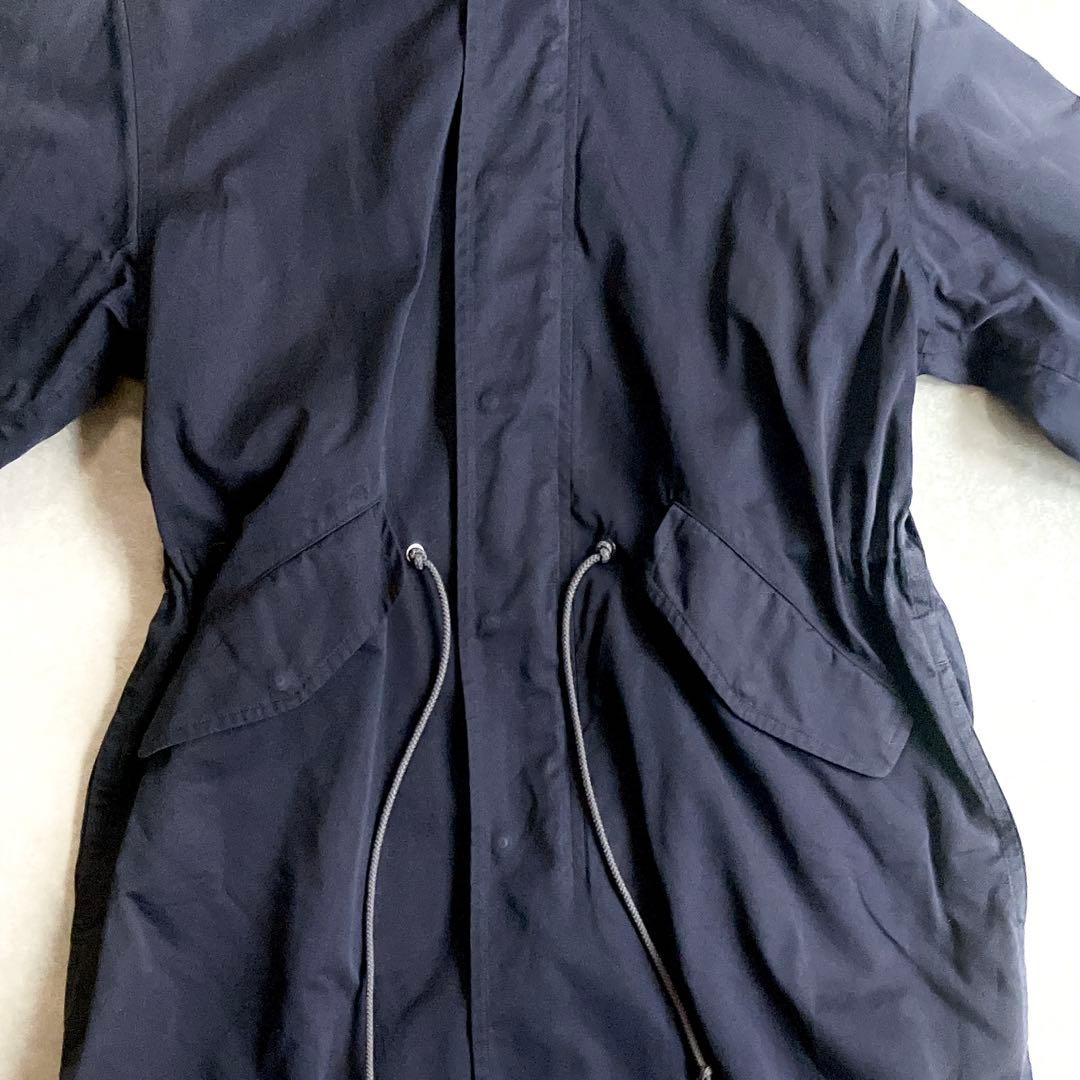 希少 イレーヴ コットンシルクモッズコート 紺 フードロングブルゾン 軽アウター
