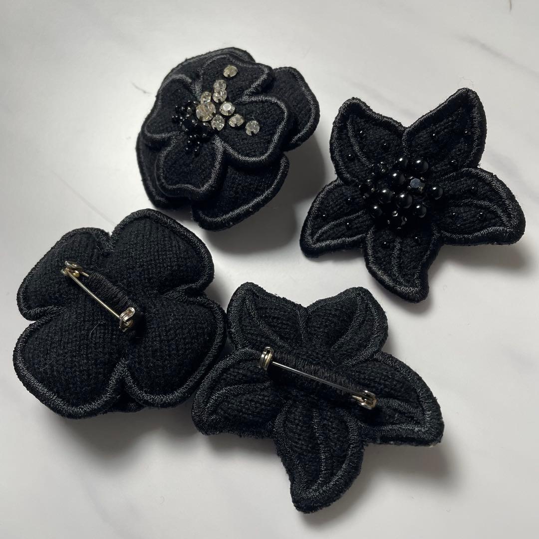 CHANEL 05P ピュアカシミヤ カーディガン カメリアブローチ付 黒 36