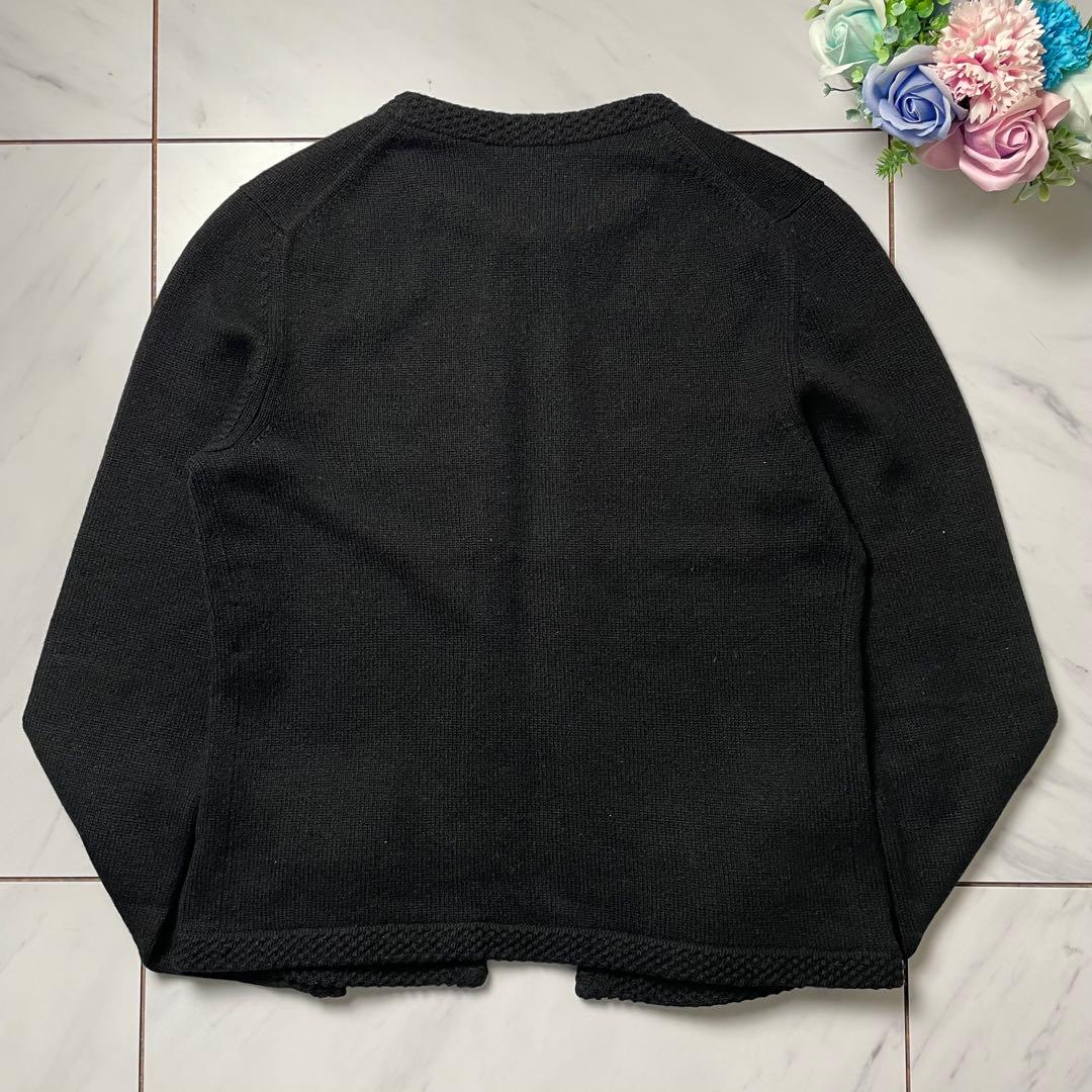 CHANEL 05P ピュアカシミヤ カーディガン カメリアブローチ付 黒 36