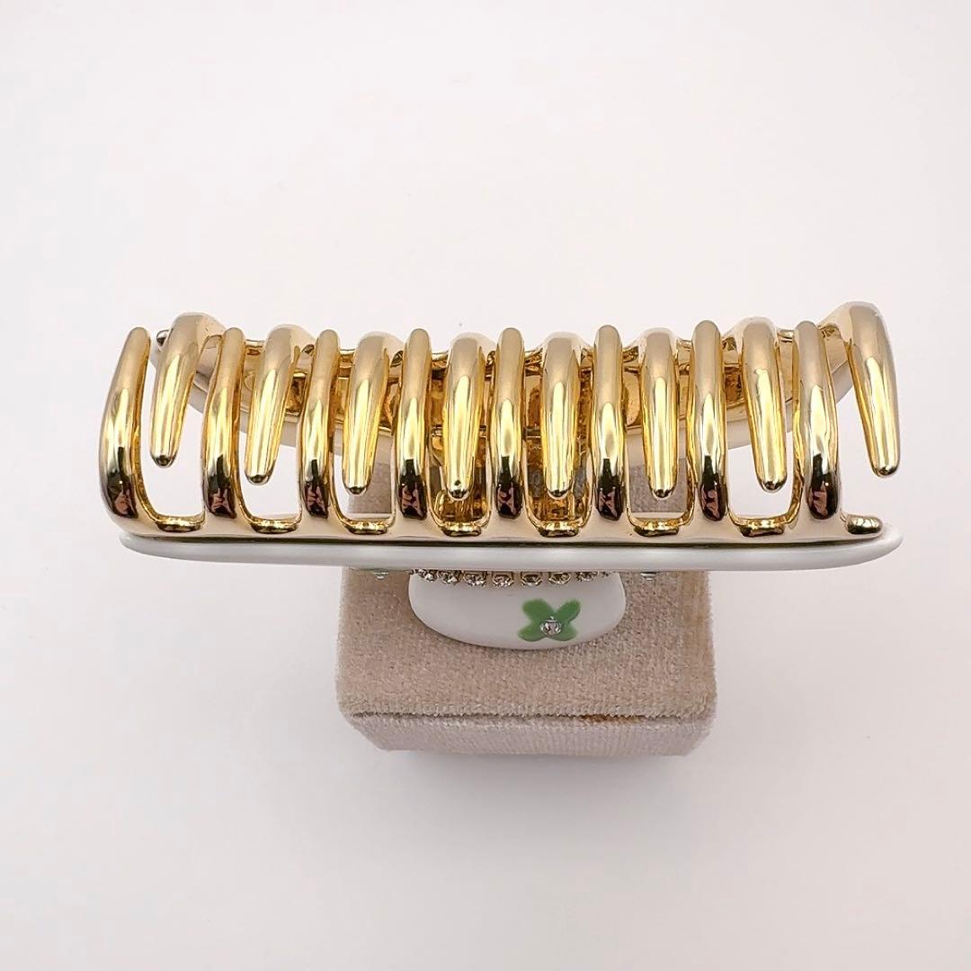 acca アッカ　ヘアクリップ　M ニューコラーナ　白　ゴールド　ラインストーン