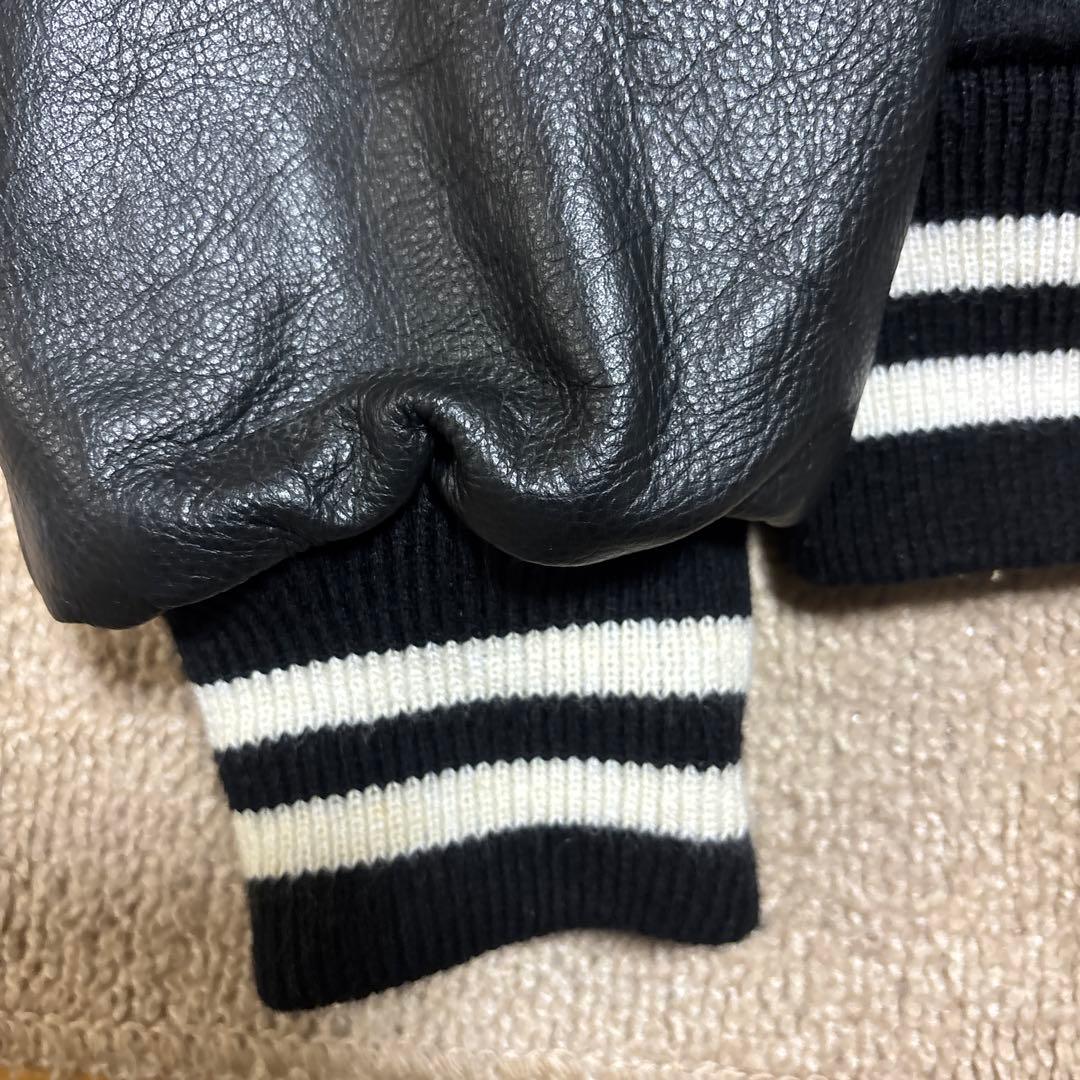 【早い者勝ち】訳ありゴールデンベアスタジャン黒ブラックレザーMサイズスタジャン