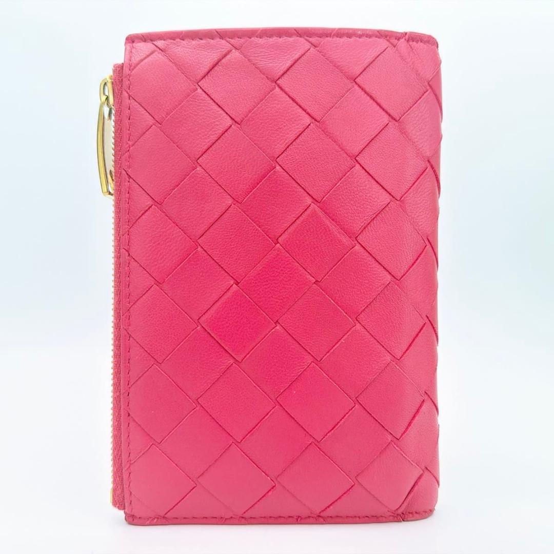 ボッテガヴェネタ イントレチャート 二つ折り財布 ピンク 749940 RFID