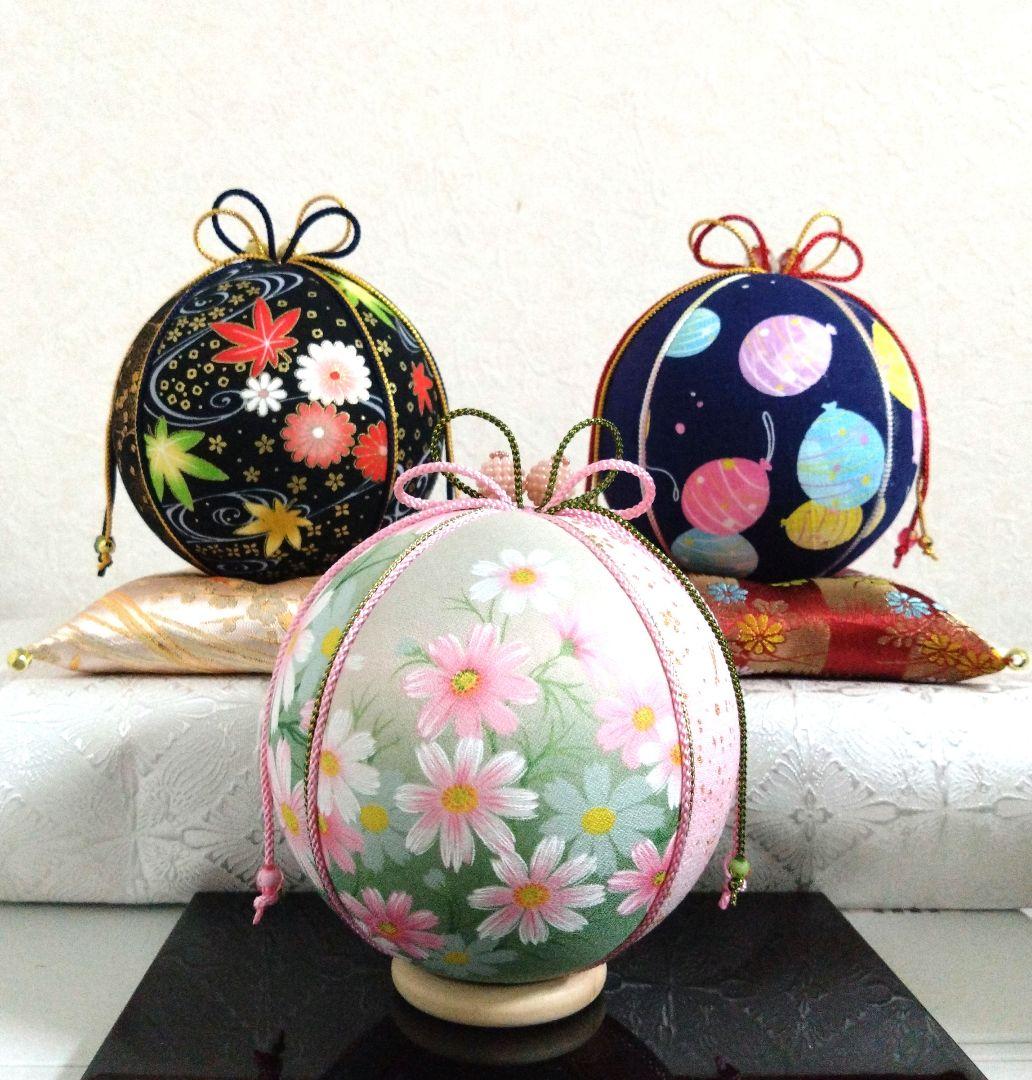 はな 手毬 手鞠 てまり ハンドメイド刺繍花火 刺繍お月見 秋桜３点