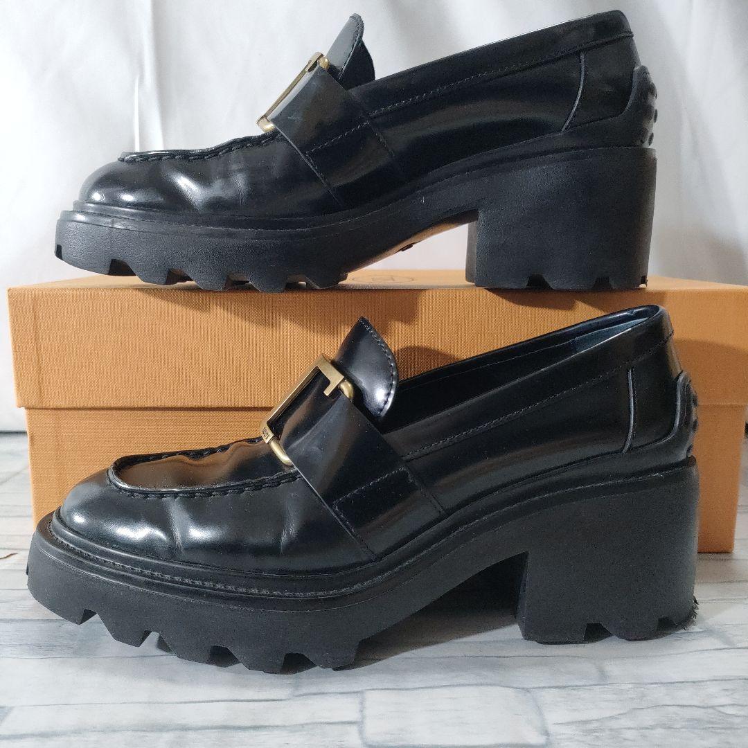 箱保存袋付き✨TOD'S　タイムレス　ローファー　ガラスレザー　厚底　36.5