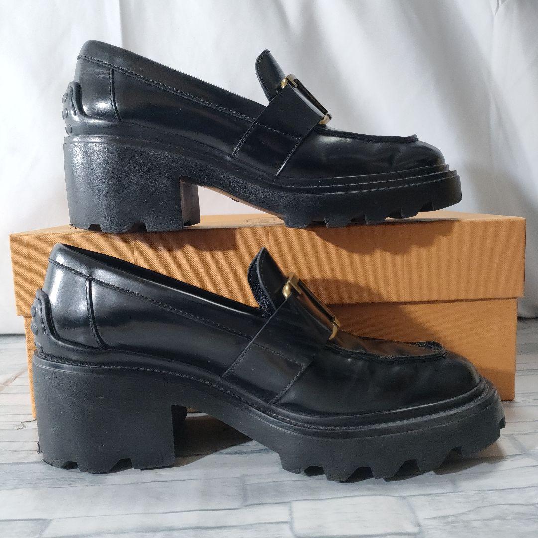 箱保存袋付き✨TOD'S　タイムレス　ローファー　ガラスレザー　厚底　36.5