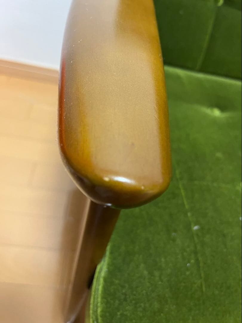 カリモク 60kチェアミッドセンチュリー 緑 ベルベットソファ 2人掛け