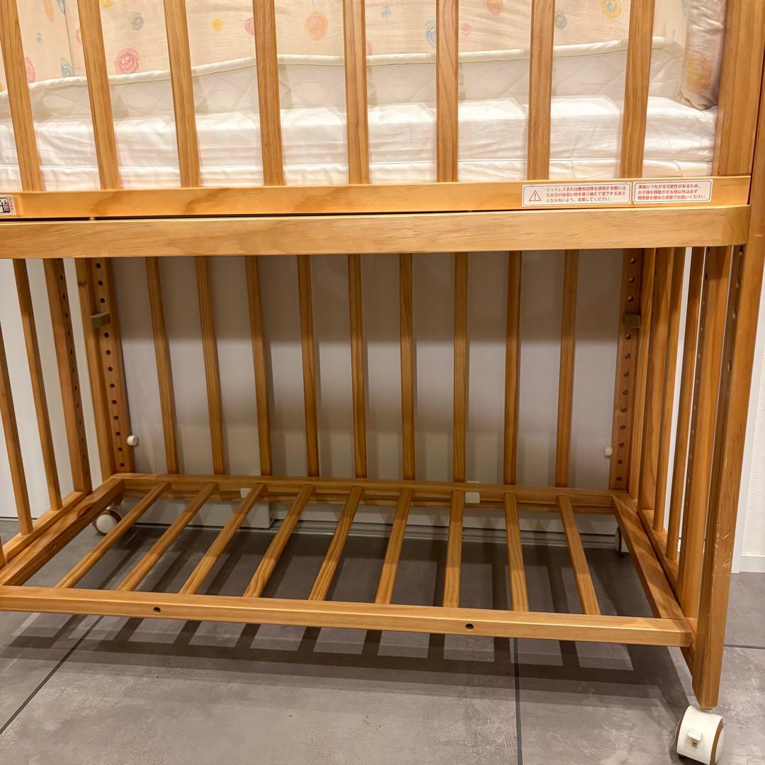 【美品】大和屋 そいねーる＋ムーブ ベビーベッド ナチュラル　マットレス