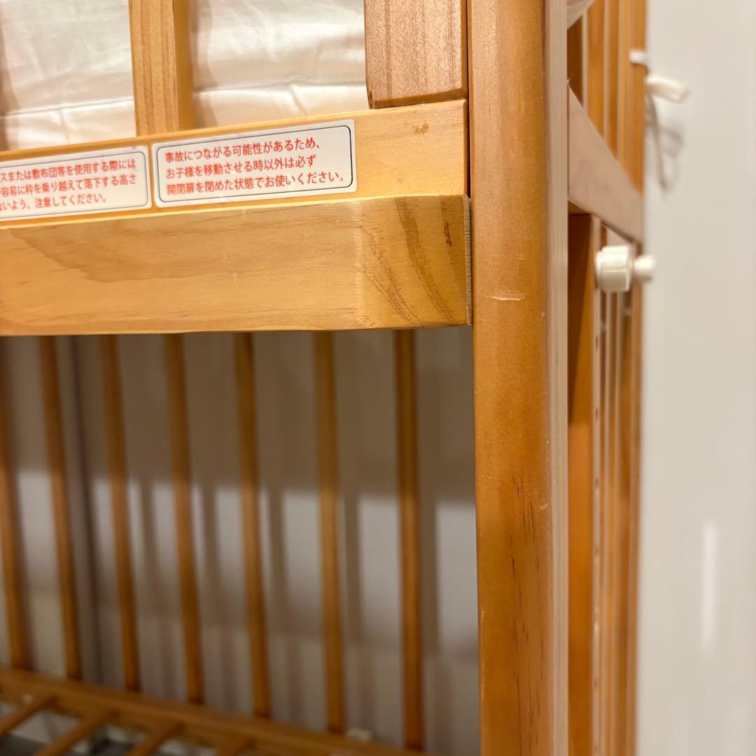 【美品】大和屋 そいねーる＋ムーブ ベビーベッド ナチュラル　マットレス