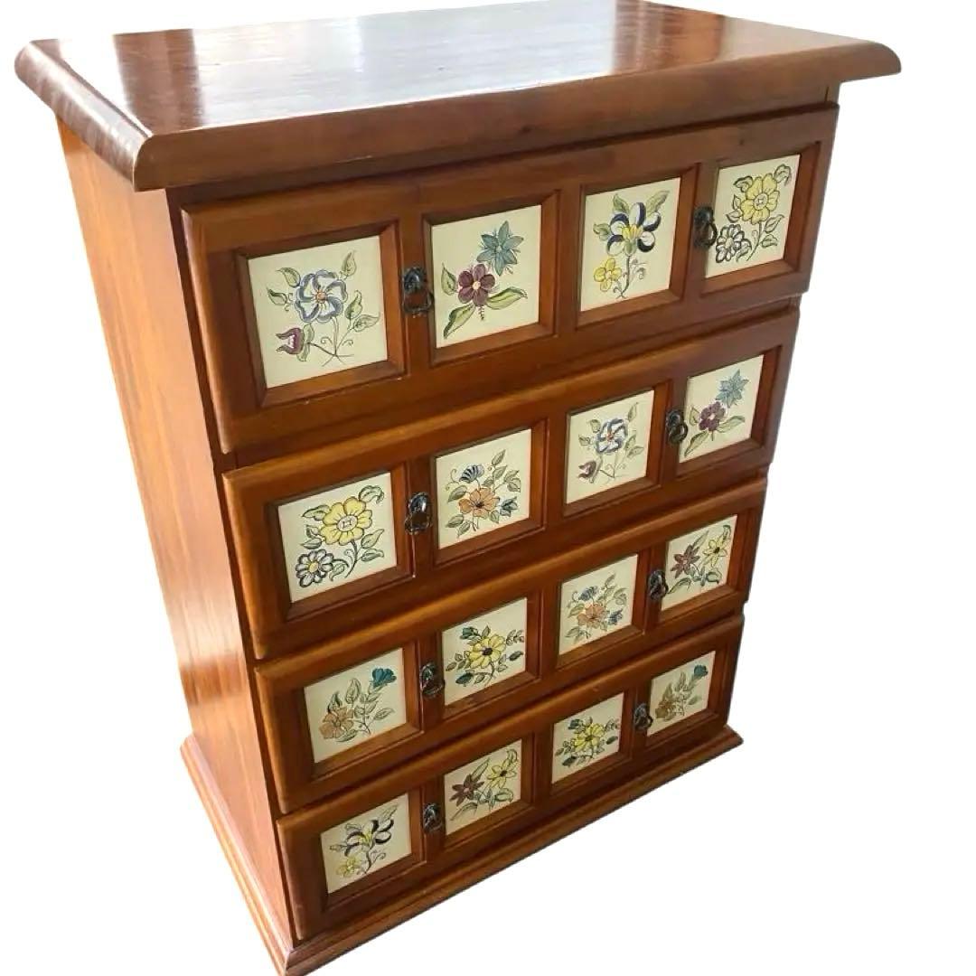 バレンシア チェスト スペイン製 北欧 タイル 4段　タイルチェスト