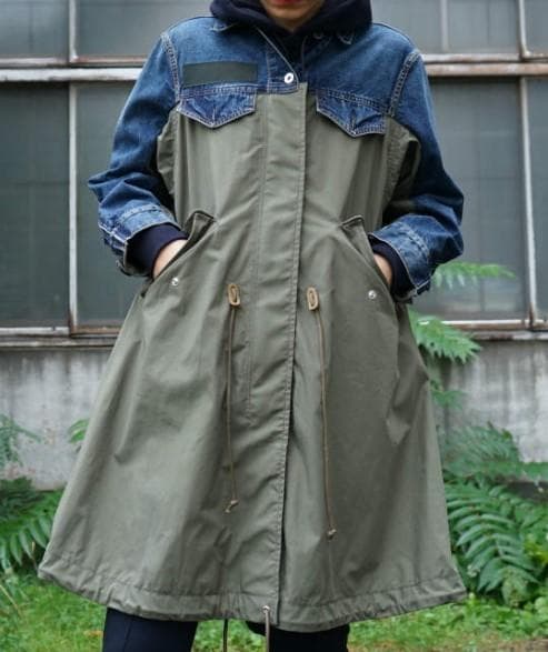 sacai サカイ　デニム　ドッキング　モッズコート　ニットMA1