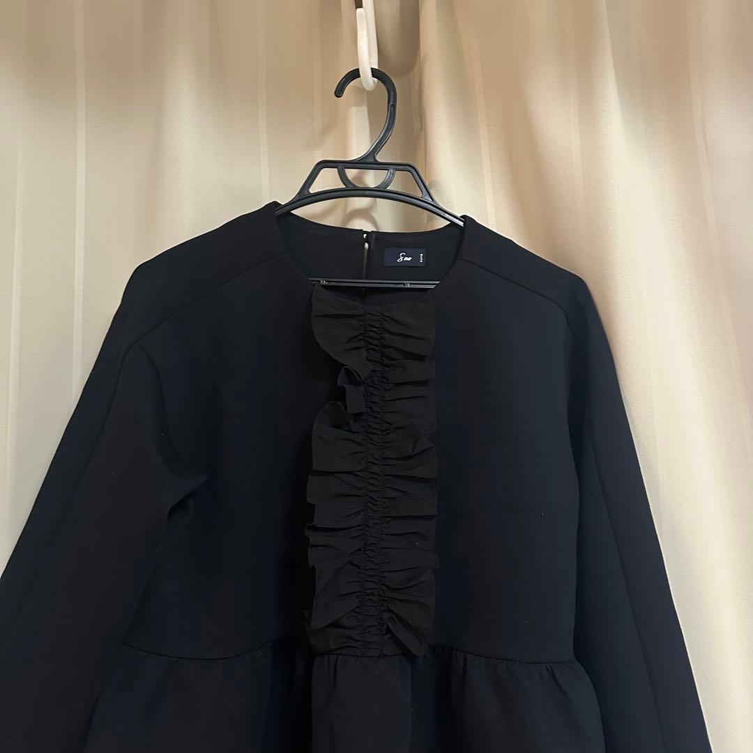 【美品】sono ソーノ フリルカットソー　ブラック　日本製