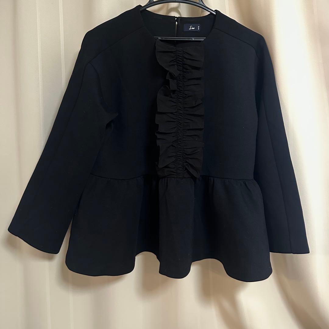 【美品】sono ソーノ フリルカットソー　ブラック　日本製