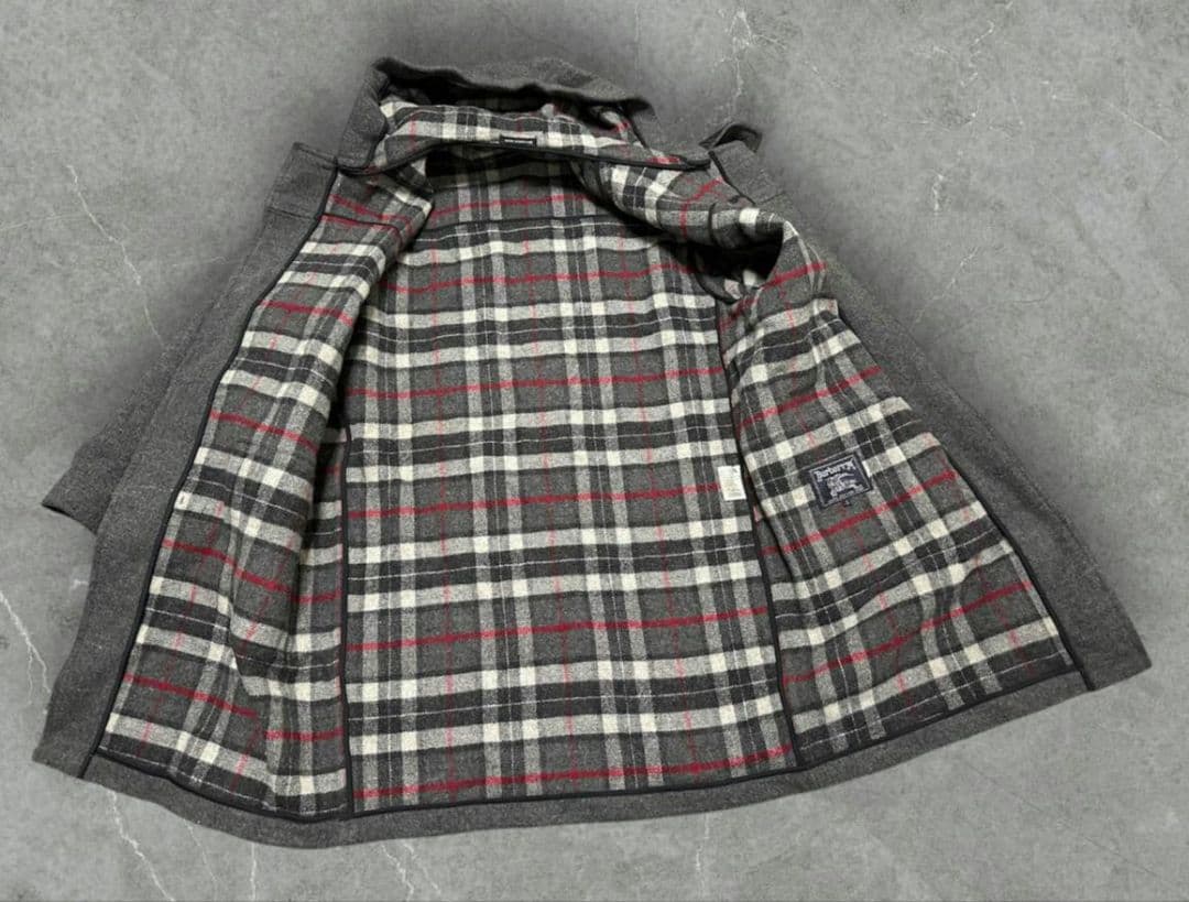 BURBERRY バーバリー ダッフルコート グレー ノバチェック ウール