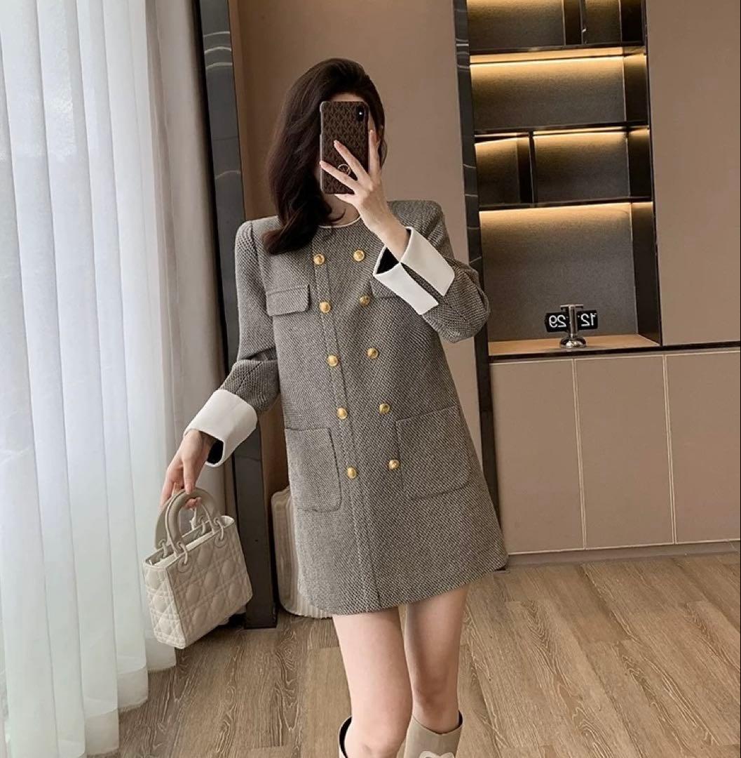 秋冬大活躍★ダブルボタンミニワンピース❤️お出かけコーデに必須