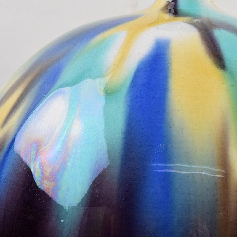 九谷焼　柳雨軒　三代八十吉　徳田正彦作　彩釉　壷　共箱　U　R9360B