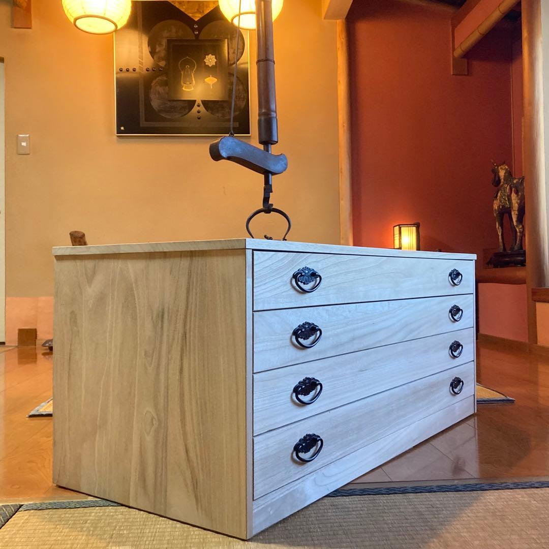 桐 引き出し 箪笥 衣装 ケース チェスト ４段 収納 和風 着物 衣類 木製