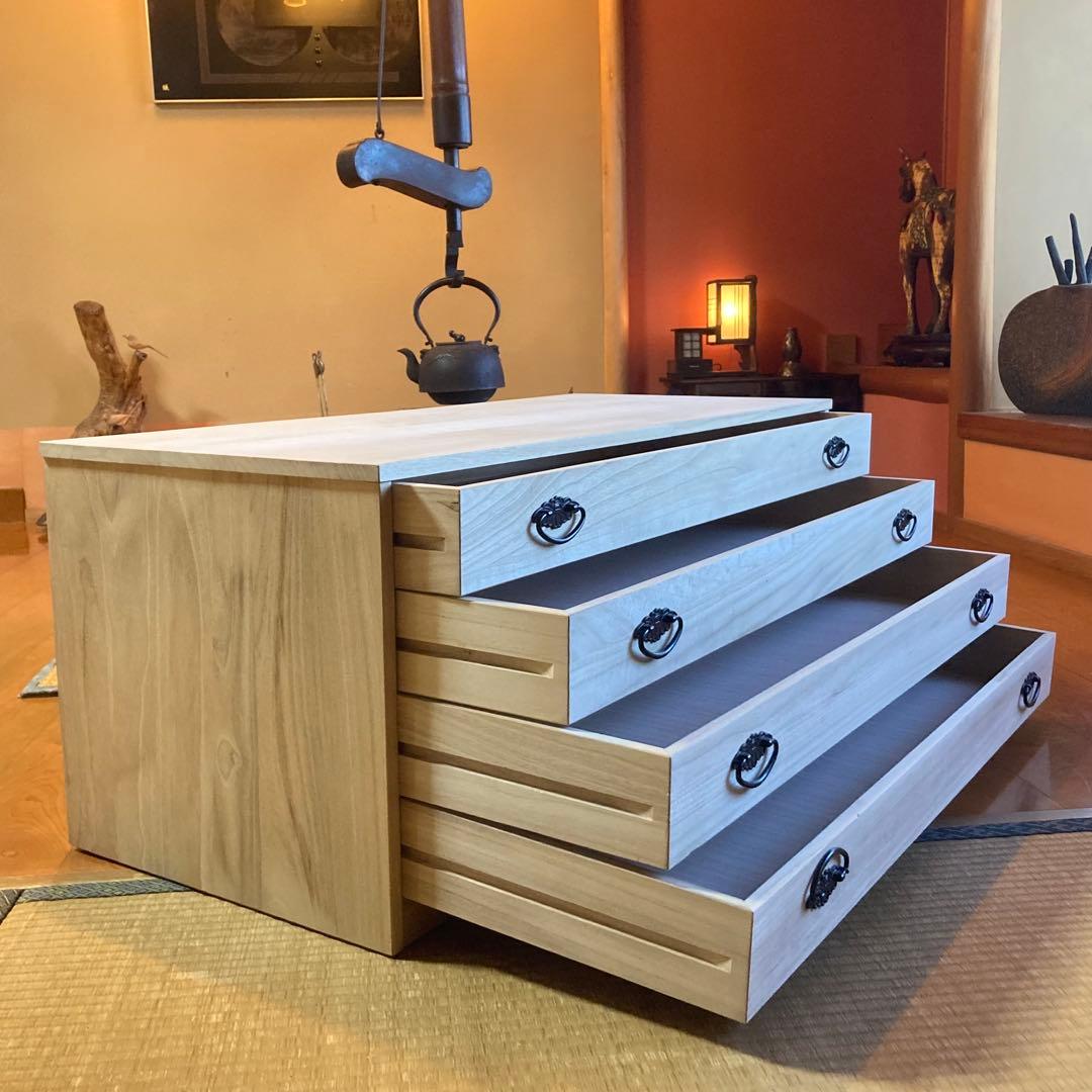 桐 引き出し 箪笥 衣装 ケース チェスト ４段 収納 和風 着物 衣類 木製