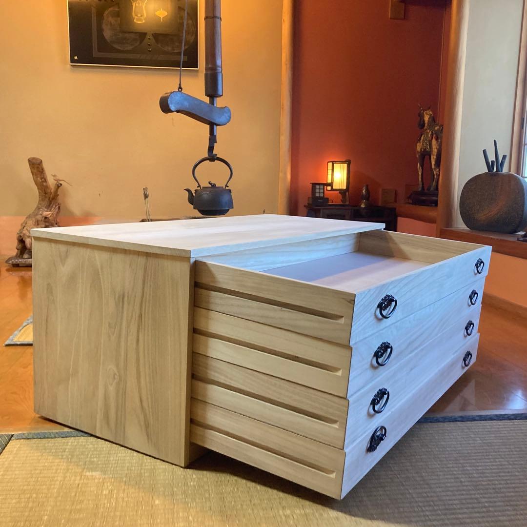 桐 引き出し 箪笥 衣装 ケース チェスト ４段 収納 和風 着物 衣類 木製