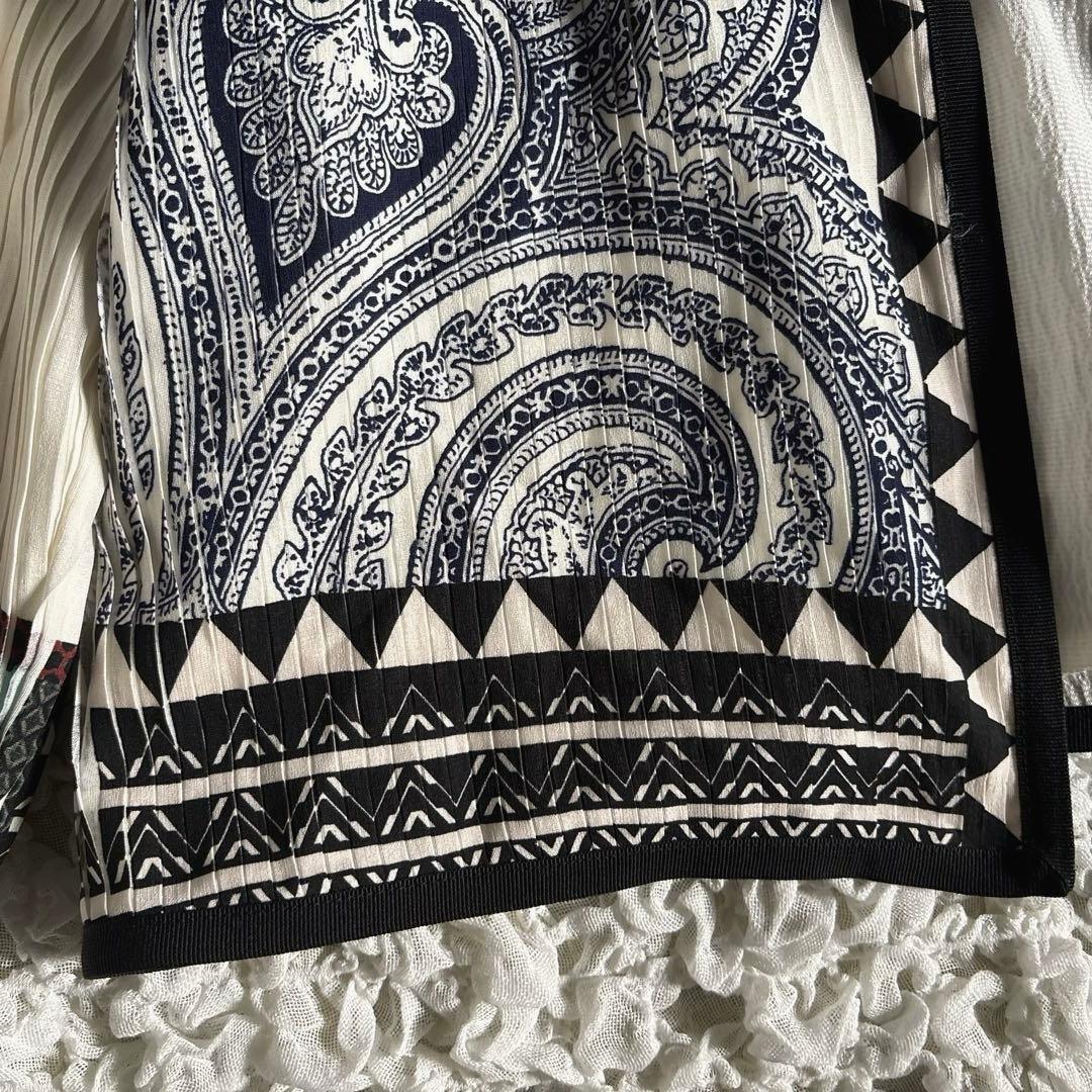 【極美品】 ETRO シルク ペイズリー 46 ノーカラージャケット プリーツ