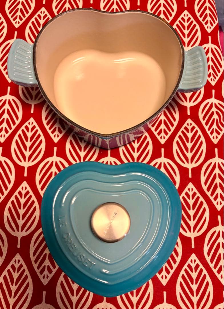 ル・クルーゼ ココット・ダムール ハート型両手鍋 ブルー