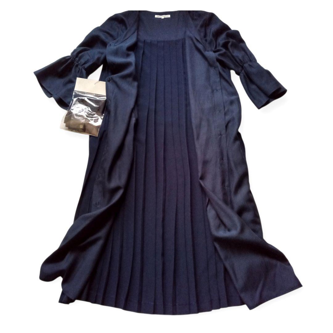 【23区 46】シルク混 2WAYロングワンピース 羽織可 ネイビー XXL