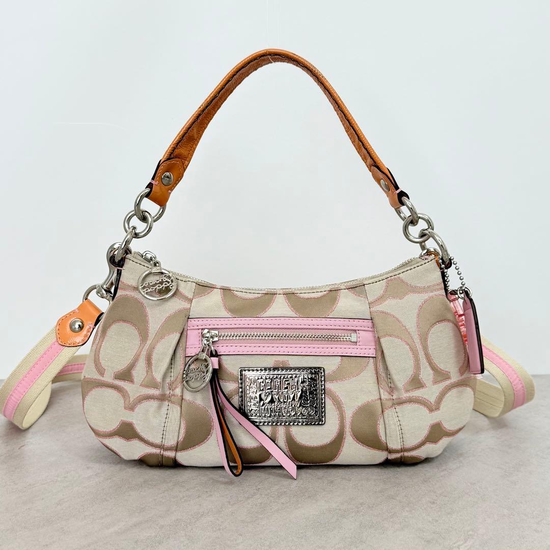 COACH 2way バッグ ポピーシグネチャーサティーンルレックスグルーヴィー