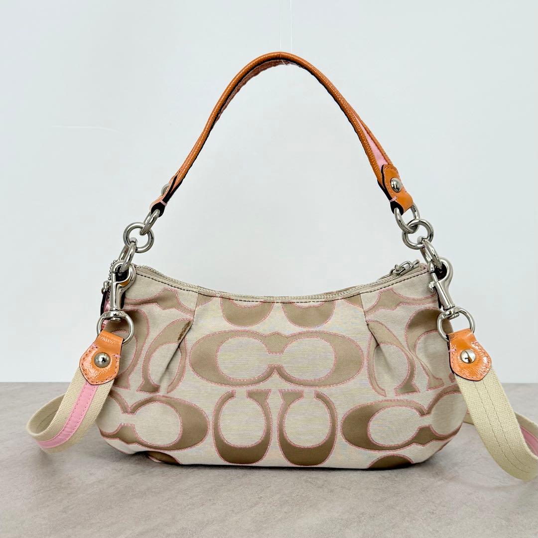 COACH 2way バッグ ポピーシグネチャーサティーンルレックスグルーヴィー