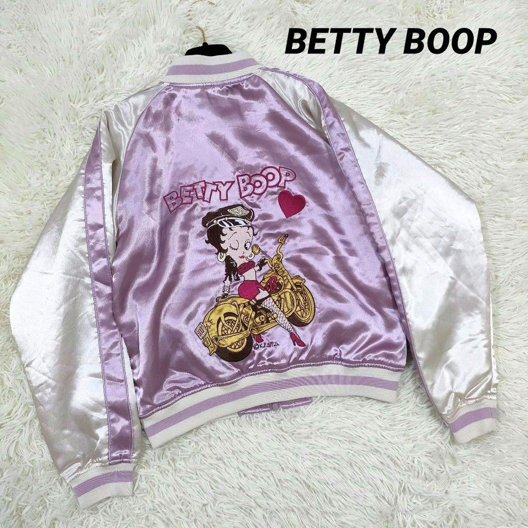 希少 ベティーブープ 刺繍 M スカジャン 別珍 ピンク バイク ベティちゃん