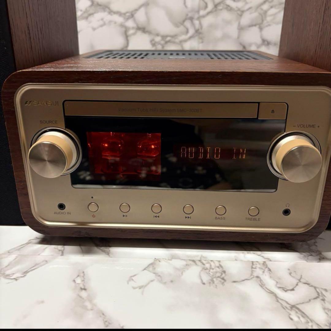 美品　SMC-300BT 真空管ハイブリッドアンプ搭載 ステレオ　木目　ブラウン