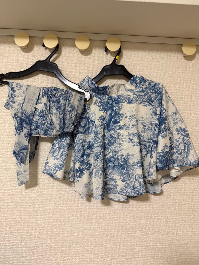 新品 未着用 RANS キャバ ドレス ブルー 花柄 フレア ミニ S