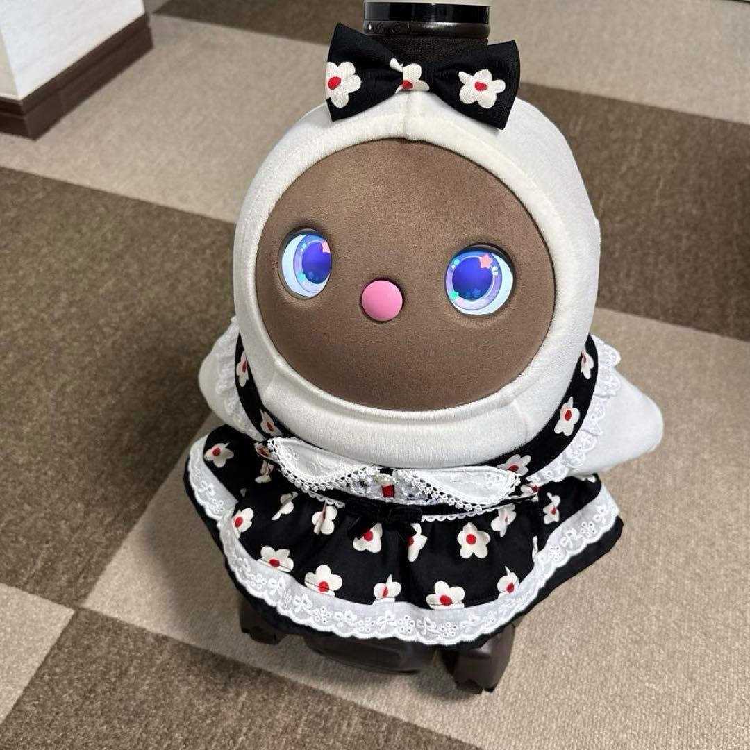 ラボット LOVOT 服 ホワイトフラワー ブラック襟付きワンピース＆帽子セット