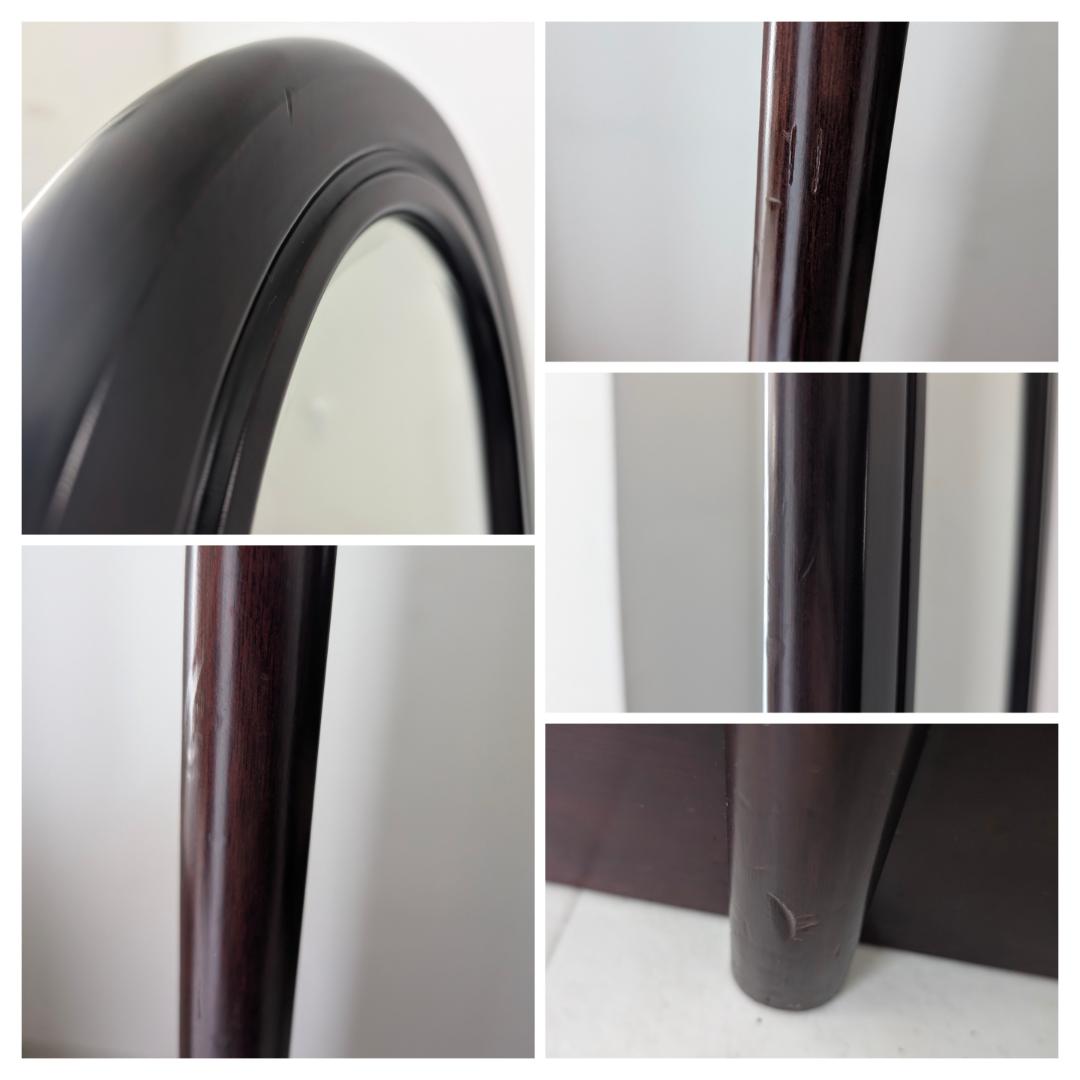 ビンテージ ウッド スタンドミラー 木製 姿見 ブナ 無垢材 ダークブラウン