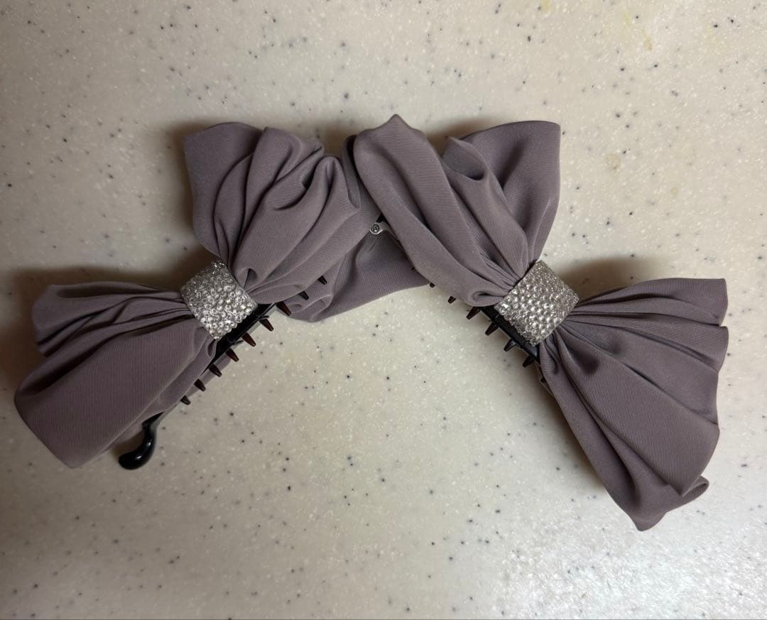 Complex Biz シフォンリボンヘアアクセサリー バナナクリップ　グレー