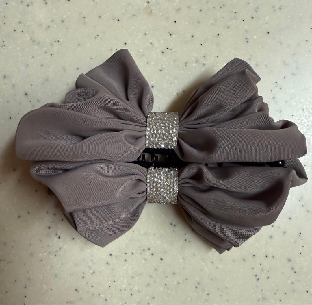 Complex Biz シフォンリボンヘアアクセサリー バナナクリップ　グレー