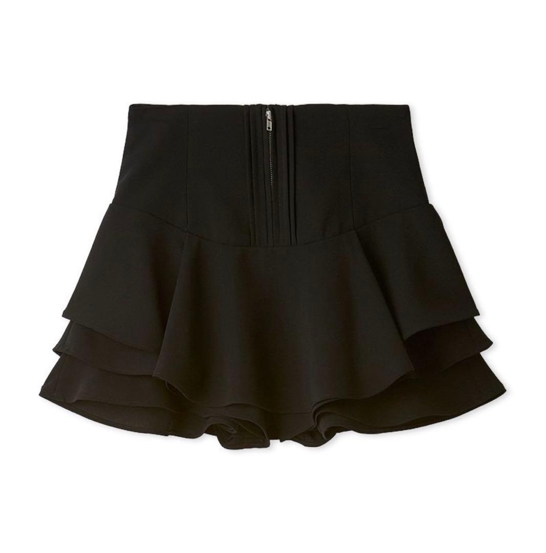 snidel レイヤードフリルミニスカショーパン BLK 0