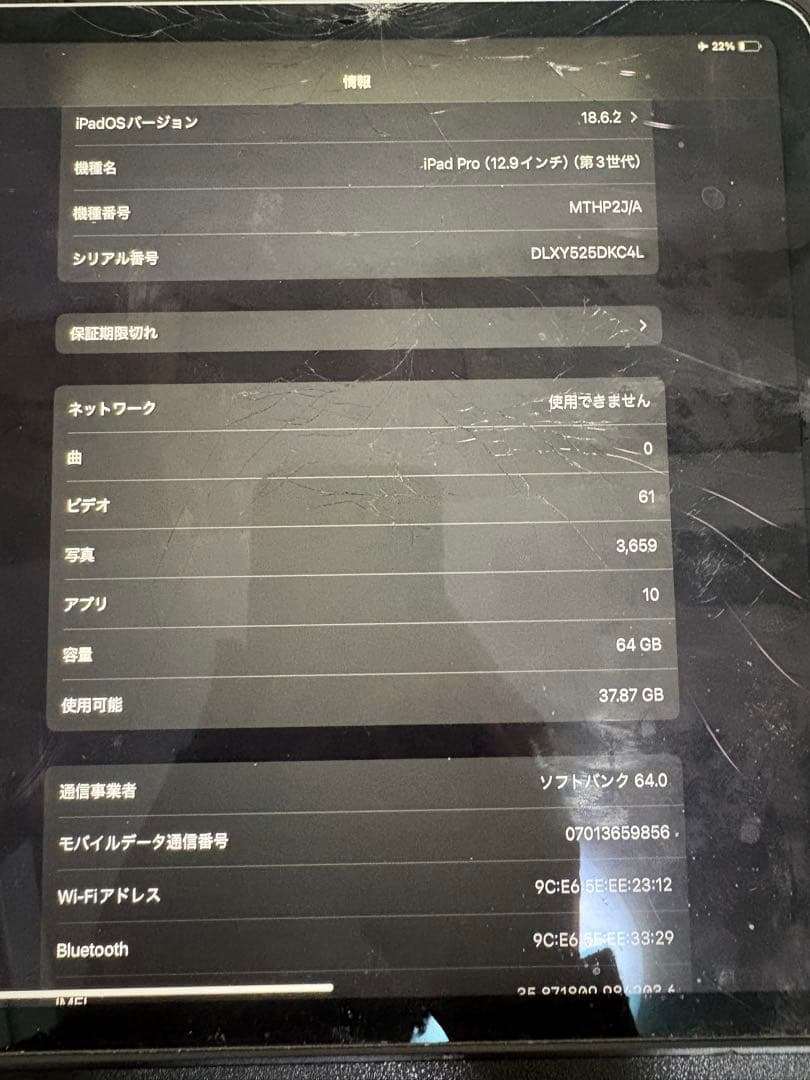 アリスiPad Pro 12.9インチ（第3世代）64GB