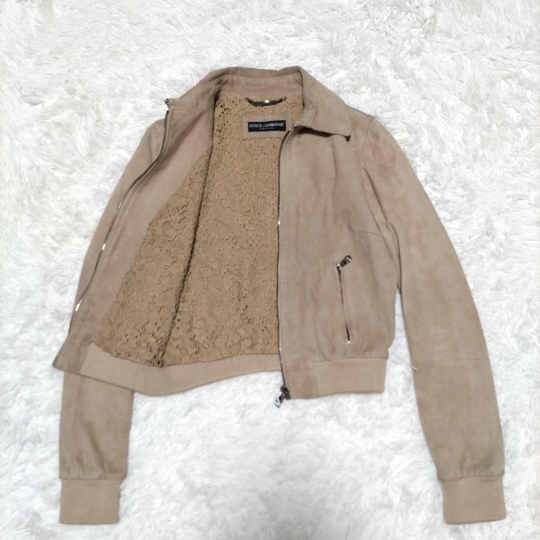 希少 DOLCE＆GABBANA定価30万羊革レザージャケットシルク混36S