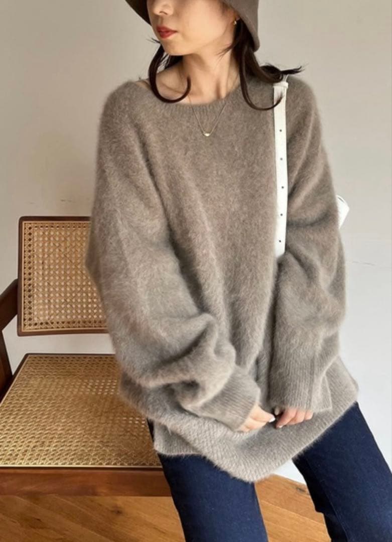 美品　カプリシューレマージュ　FOXカシミアチュニック　モカ