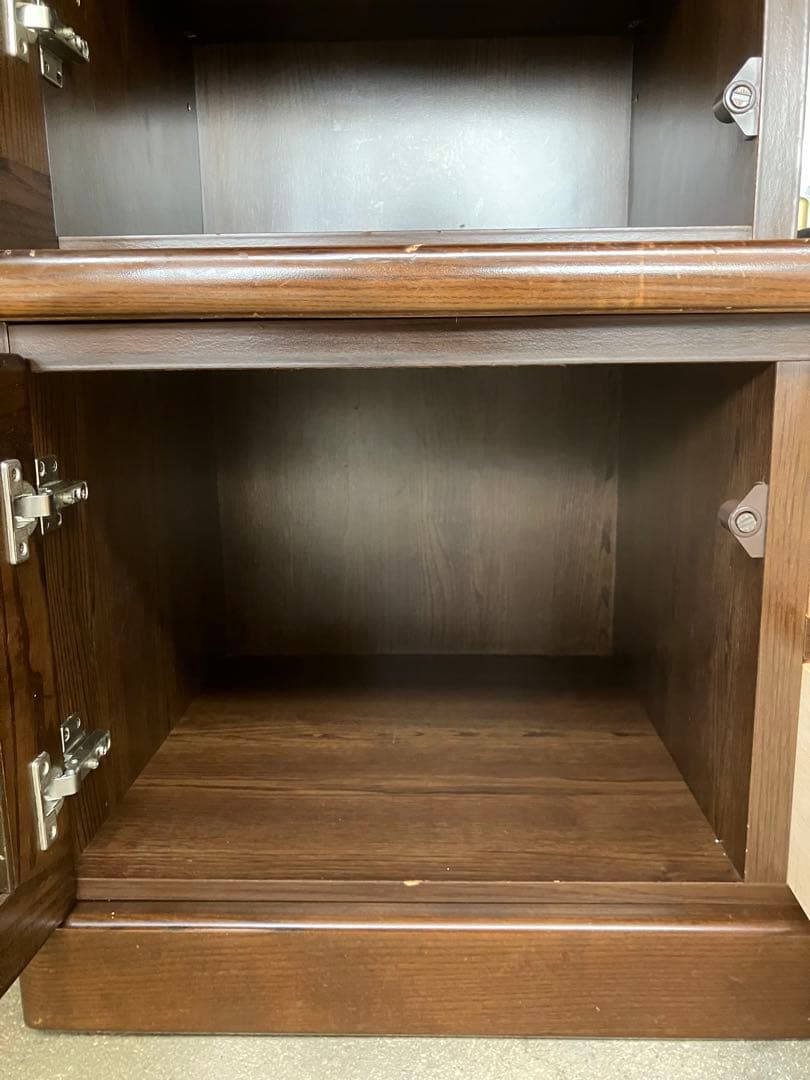 回転扉付き食器棚 飾り棚 ダークブラウン