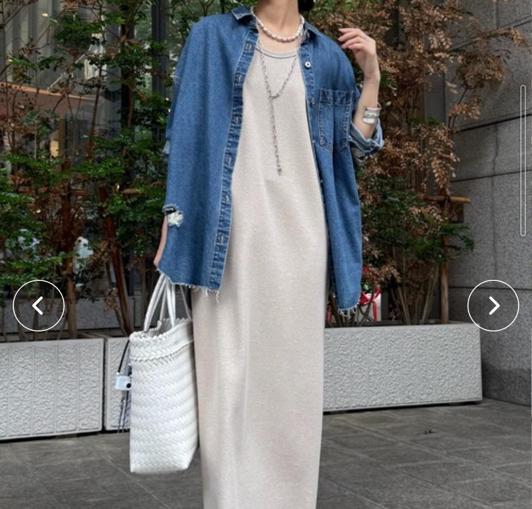 DouDou 　デニムシャツ　ダメージ