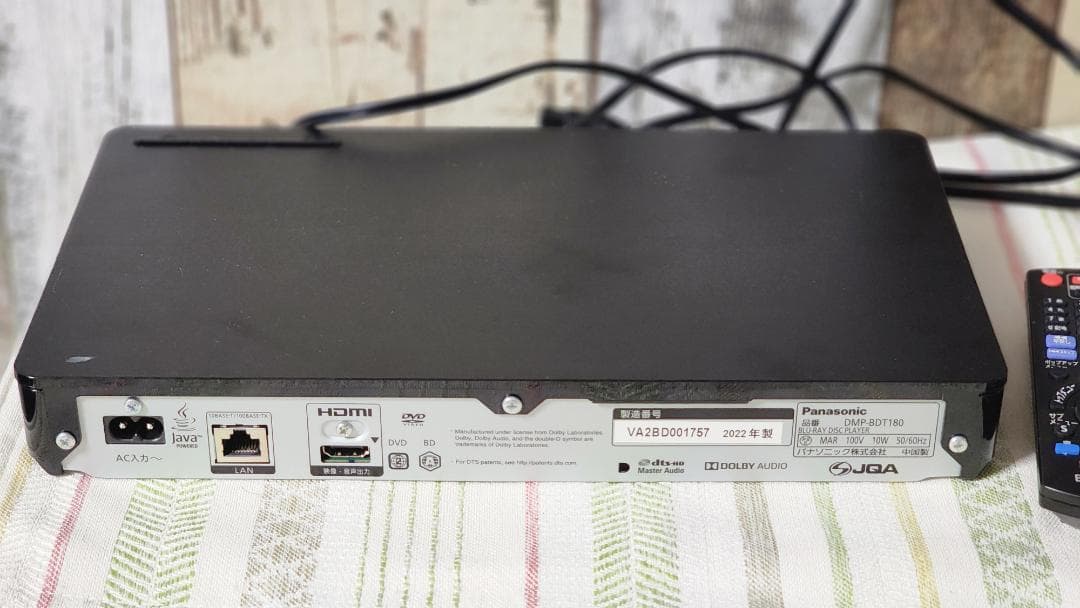 Panasonic 4K ブルーレイプレーヤー DMP-BDT180-K