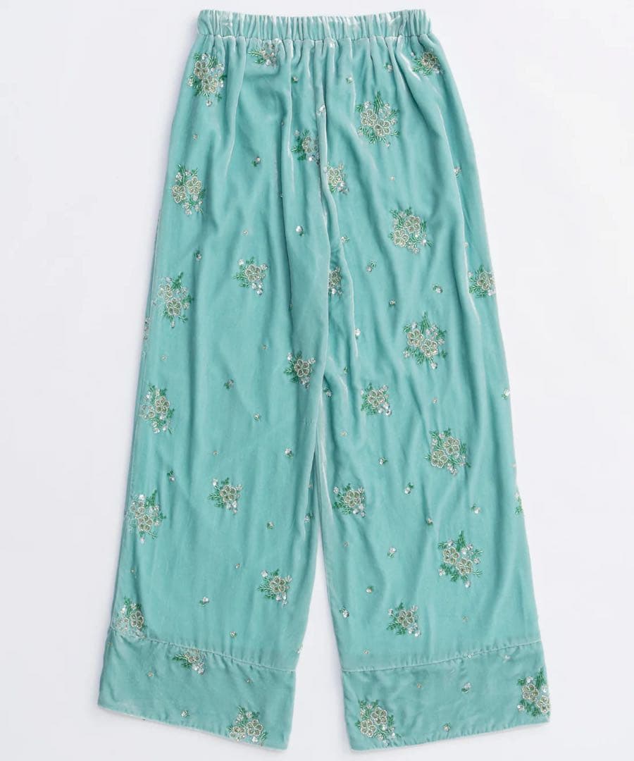 MAISON SPECIAL ビーズフラワーエンブロイダリーベロアパンツ